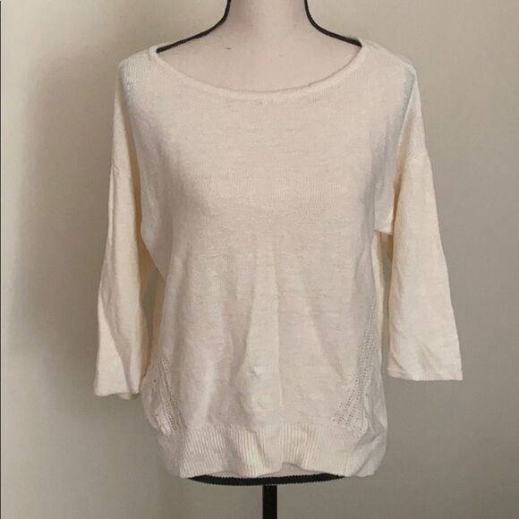 Anthropologie Sweaters - Anthropologie Cream 3/4 Sleeve Sweater Size M